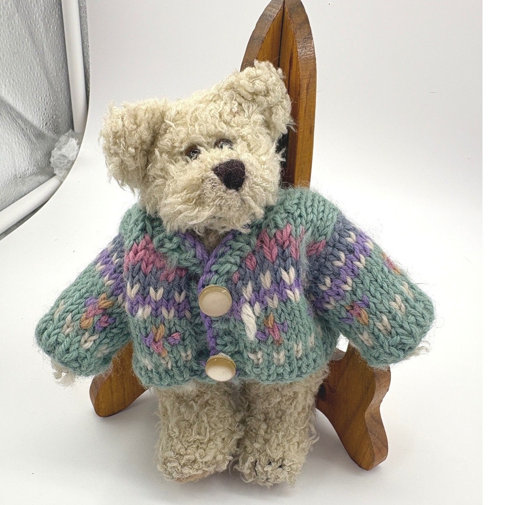 Boyds Bears Wilson Archive Series Plush Jointed Teddy‎ Bear Teal Knit Sweater 6"